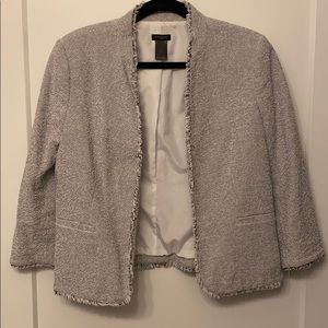Ann Taylor check print blazer with raw hems